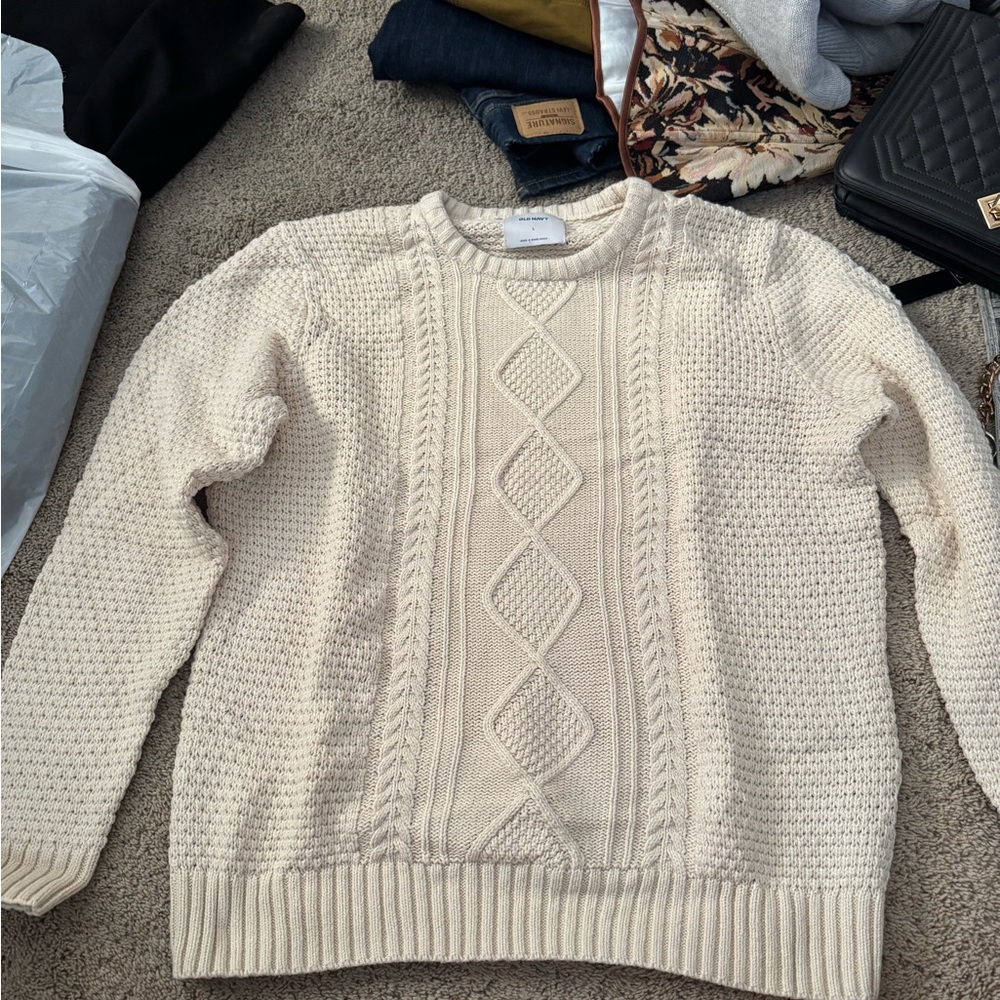 Old Navy Men's Textured Cream Sweater